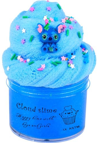 Fluffy Blue Cloud Slime, Super Soft Cloud Slime Toy for Girls Boys, Educational Stress Relief Toys for Kids Party Favors, Classroom Rewards and Valentine's Day Gift 200ML