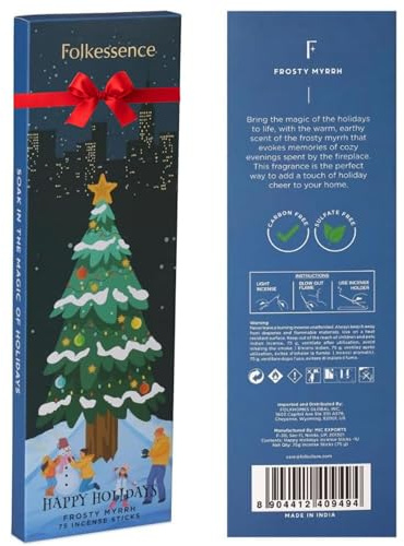 Folkulture eukalyptus Räucherstäbchen Myrrhe | Packung mit 75 | Natürliche, ungiftige Räucherstäbchen für die Meditation zu Hause | Bio-Aromatherapie-Box Of Incense Sticks