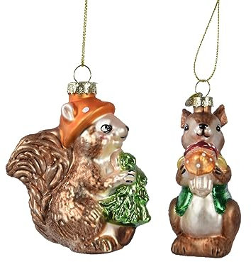 Kaemingk Christbaumschmuck Glas Eichhörnchen/Hase 11cm Weihnachtskugeln - Braun