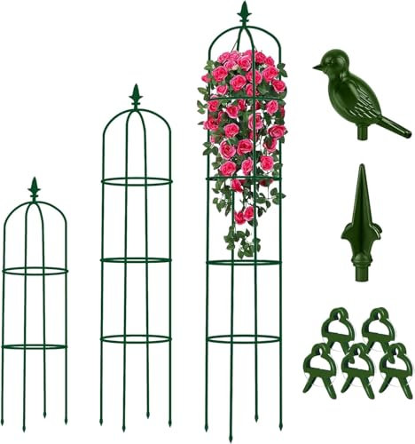 JC HUMMINGBIRD Treillis obélisque de jardin noir de 1,8 m pour plantes grimpantes - Support de plantes grimpantes - Antirouille - Très résistant - Tomate, fleur, légumes - Noir