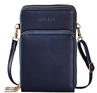 Coopers of Stortford - Navy Compact Crossbody Bag - 3 Zip Compartments - Faux Leather - Adjustable Strap