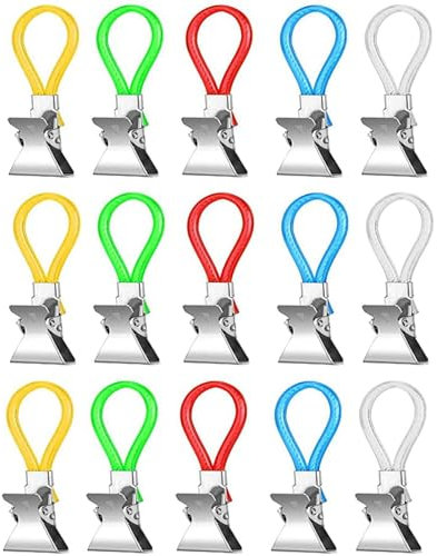 LMOGWL 15-Piece Tea Towel Hook, Colored Hook Clip, Suitable for Home, Beach, Bathroom, Kitchen Towel Rack (5 Colors)