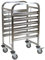 Gastronorm Regalwagen aus Edelstahl für 6 x GN Behälter 1/1 - beidseitiger Sicherheitsbügel - Feststellbremsen - Tablettwagen, Küchenwagen, Abräumwagen, Rollwagen