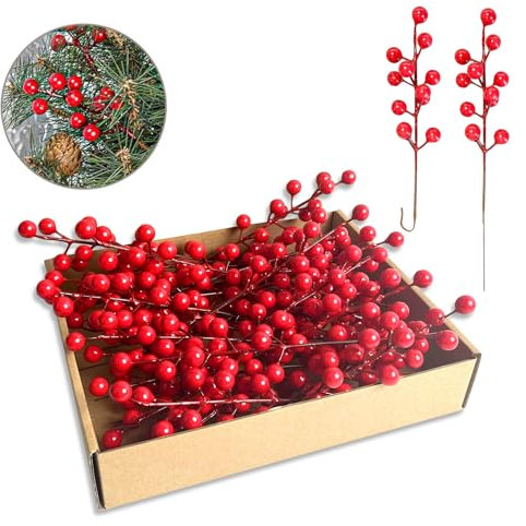35 Pack Christmas Tree Decorations,9 inch Artificial Red Berry Stems,Red Berries Christmas Decor Christmas Tree Decorations Crafts Wedding Holiday Season Winter Décor Home Decor