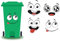 4 Sheets Cute Bin Stickers Adhesive, Dustbin Stickers Cartoon Expressions, Waterproof Cute Refrigerator Sticker, Decorative Wall Stickers for Bin, Fridge, Door, Wall, Window