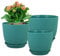 WSMKSZ Modern Decorative Plastic Planters, Set of 3, 10/9/8 inch, Teal, Garden Pots for Indoor Outdoor Plants, With Drainage Holes and Tray
