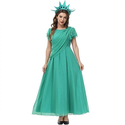Freiheitsstatue Kostüm Cosplay Dress Up Halloween Kostüm für Frauen Kleid Kostüm Lady Liberty
