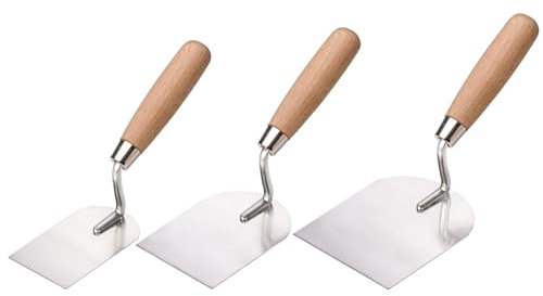 Colorus Profi Stuckateur Spachtel Set 3 tlg 60mm 80mm 100mm | Gipsspachtel aus rostfreiem Edelstahll | Stukkateurspachtel mit Holzgriff | Gipsspachtel Spachtelkelle Putzkelle | Maurer Kelle