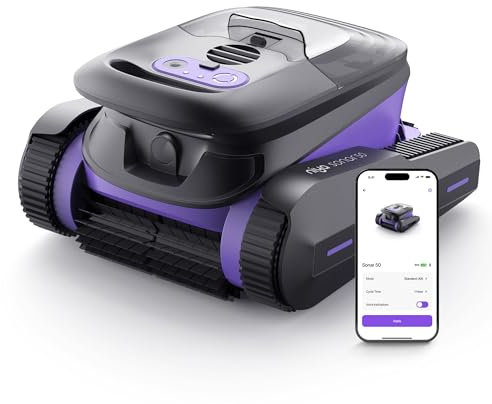 Niya Sonar 50 Robot Aspirateur de Piscine sans Fil par Les Créateurs de Dolphin, Idéal pour Piscines jusqu'à 12 mètres, Nettoyage de la Ligne d'eau