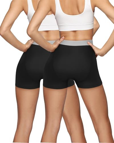 TIICHOO Periodenunterschwäsche Starke Blutung für Tag und Nacht Saugfähigkeit Bequem Boxershorts Unterhosen Damen 2er Pack(XX-Large, Schwarz)