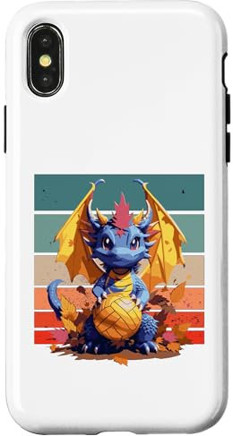 Coque pour iPhone X/XS Dragon avec volley-ball en automne Dragon Lover Fantasy Art