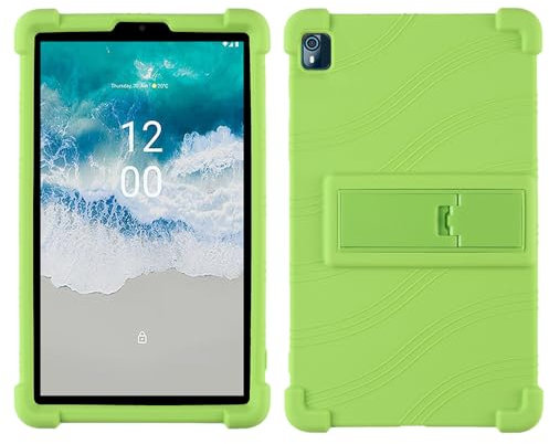 Case for Nokia T10 8 inch 2022 Tablet Case, Kids Friendly Soft Silicone Adjustable Stand Cover for Nokia T10 8 inch 2022 (Green)