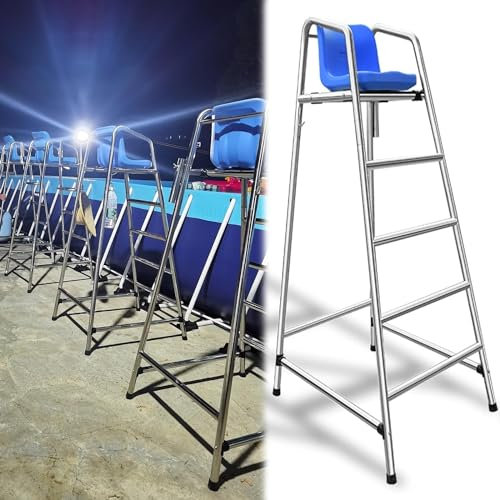 AviiSo Échelle 1,8 m de Haut Chaise de Sauveteur pour Piscine extérieure Hors Sol, Tabouret de Bar Amovible en Acier Inoxydable avec siège, Charge 660 LB