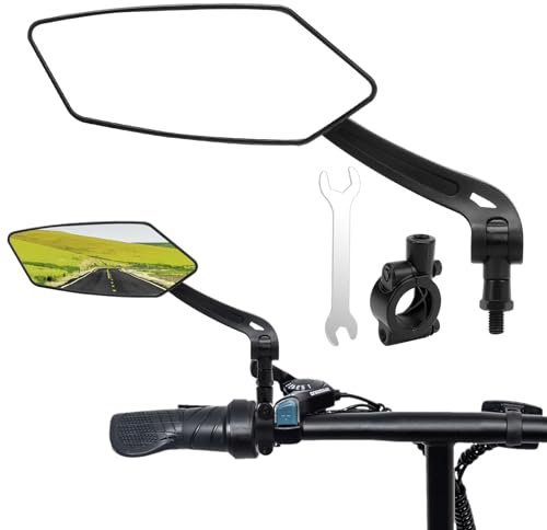 SHMSHNG Fahrradspiegel 360° Drehbar & Klappbar HD Sichtfeld Rückspiegel für Fahrrad Ebike (Links Lenkerende, 22.2-25.4mm)