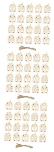 Lurrose 60stücke Teiliges Holzhaus Christbaum-deko Festliche Weihnachtsbaum- Wiederverwendbare Und Langlebige Ornamente Für Festliche Atmosphäre