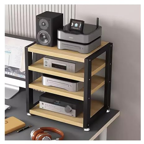 ZCFLWR Petit Support de récepteur stéréo pour l'audio Domestique, Centre Multifonctionnel de Divertissement, Haut-Parleur multimédia, Lecteur de CD vidéo, Support de Meuble, Console de Jeu, unité d