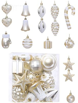 21Pcs Christmas Tree Decorations Christmas Baubles Ball Ornaments Decorative Balls Shatterproof Baubles Hanging Decorations For Xmas Tree Holiday Wedding Party (16, Gold&Silver)