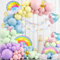 Pastell Geburtstag Deko Mädchen Girlande - 138 Stücke Regenbogen Geburtstagsdeko Happy Birthday Banner Lächelnde Regenbogen Wolken Folienballon Herz Luftballon für Kinder Babyparty Jubiläum Dekoration