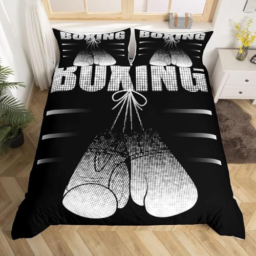Homemissing Double Boxing Bettbezug Set Boxing Gloves Bedding Set Sports Polka Points Duvet Cover Bedroom Decoration Competition Game