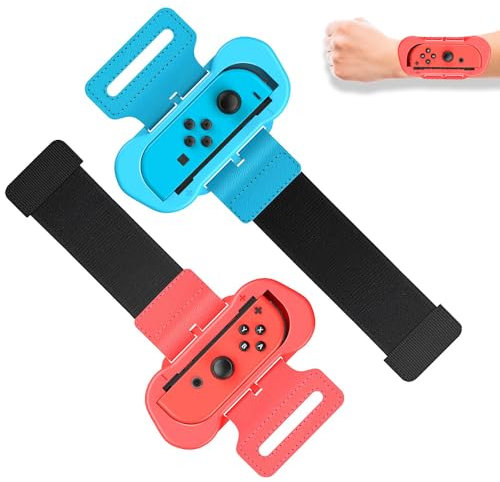 GAMSURFING Wristbands for Just Dance 2025/2024/2023/2022 &Zumba Burn It Up,[Blue & Red] Adjustable Elastic Wrist Straps for Nintendo Switch Controller/Switch OLED JoyCons Just Dance Accessories,2 Pack