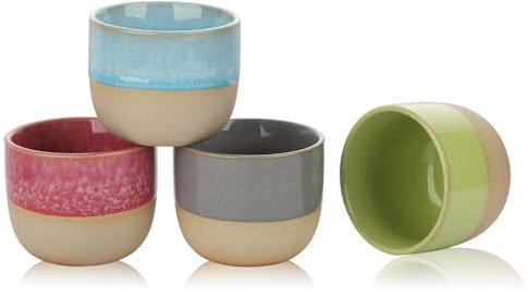VanEnjoy Espresso Cups Set of 4 Stackable Coffee Mugs Colorful Unique Ceramic Glazed Demitasse Espresso Cups 4 Colors Ceramic Espresso Mugs 5oz Espresso Cups for Tea Coffee