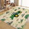 Wohnzimmer Teppich 80x150cm Cartoon Grüner Traktor - Moderne Rutschfest, Waschbarer Kurzflor, Weich Flauschig für Schlafzimmer und Kinderzimmer