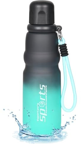 Botella de Agua Deportiva 750ml, Reutilizable Botella Agua Gimnasio con Pajita, Botella Gym sin BPA, Botella de Agua Deportiva para Gimnasio, Fútbol, Cantimplora, Colegio, Madre, Niña, Niño (Verde)