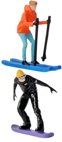 ifundom 2 Stück Skifiguren Im Maßstab 1:64 Diorama Menschen für Miniaturszenen Handbemalte Skimodelle Realistisches Skidekor