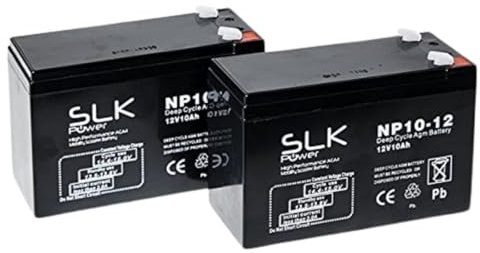 SLK Power Mobility Scooter AGM Battery Pair of 2 x 12v 10ah Reliable And long Lasting Replacement Batteries For Electric Scooters And Wheelchairs