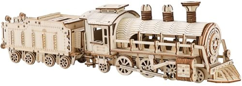3D Puzzle Holz Dampflokomotive Dampfloks Modelleisenbahn Modellbau Holzpuzzle Erwachsene, DIY 3D Holzpuzzle Zug für Geburtstagsgeschenke und Weihnachten