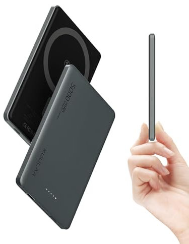 Kuulaa Batterie Externe iPhone Magsafe 5000mAh Power Bank USB C Chargeur Externe Slim 8 mm, PD 20W Legere Batterie Portable Magnétiquecharge Rapide Chargeur Portable pour iPhone 16/15/14/13/12, Gris