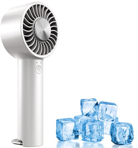 Portable Ice Cooling Handheld Fan with Cooling Compress, USB Rechargeable Personal Turbo Mini HandHeld Fan that Blow Cold Air with Ice Cooler, 5 Speeds, Perfect for Womens/Mens, Travel, Outdoor