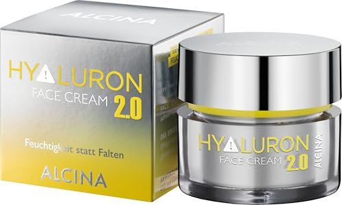 ALCINA Hyaluron 2.0 Face Cream - 1 x 50 ml - Feuchtigkeitspflege mit 3-dimensionalem Anti-Aging-Effekt - Füllt Feuchtigkeitsdepots der Haut auf & glättet sie spürbar - Gesichtscreme mit Hyaluronsäure