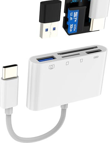 Lector Tarjetas SD TF USB C(4en1)Adaptador USB OTG 3.0 para iPhone16 15 Micro SD Card Reader para iPad Tipo C Cargador Cable MacBook para Apple Compatible Con Samsung S25 Android Tablet Memoria Cámara