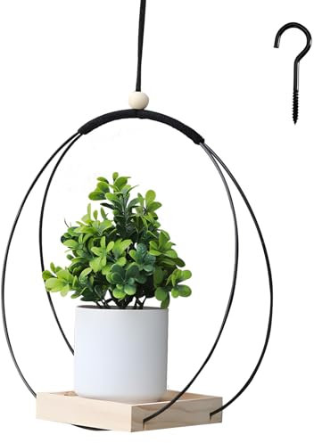 SI SEN Soporte para Macetas con Base de Madera Colgante, SColgante para Maceteros Decorativos, Maceta Colgante de 108 cm de Alto, para Decoración con Plantas de Interior