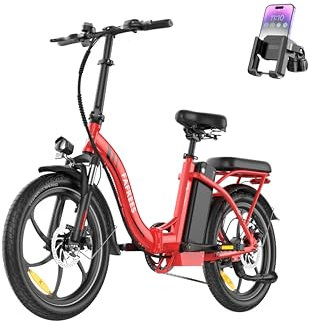 Fafrees F20+ 20 Zoll Faltrad E-Bike Fatbike (2025) - 36V 20AH Akku, 250W Motor, 140kg Traglast, 25km/h, E-MTB 20° - Unisex Elektrofahrrad für Damen & Herren (Handyhalter, Rot)