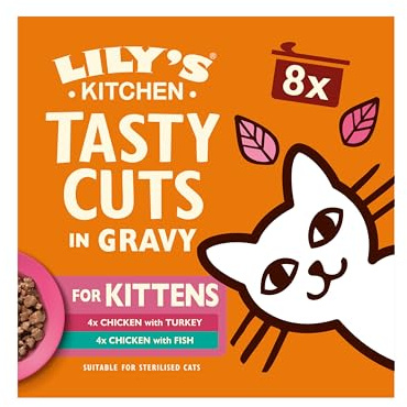 Lily’s Kitchen Tasty Cuts in Gravy, Complete Nutrition, Kitten Wet Food Multipack 48x Tins (85g), Tailored for Kittens, With Freshly Prepared Meat, offal & fish, Grain-free Recipe, Cat Food
