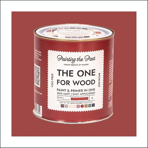 The One for Wood Paint & Primer 1L Red No. 1 Like In The Movies | Semi Matt Finish, Bio-Based & VOC-Free Formula for Wooden Furniture & Surfaces | Durable & Easy Indoor Home Decorating