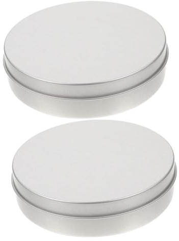 Amosfun 2 Runde Blechdose aus Lebensmittelechtem Weißblech Flache Metalldose Vielseitiger Aufbewahrungsbehälter für Süßigkeiten Kekse Schmuck und Kleine Gegenstände Langlebig und
