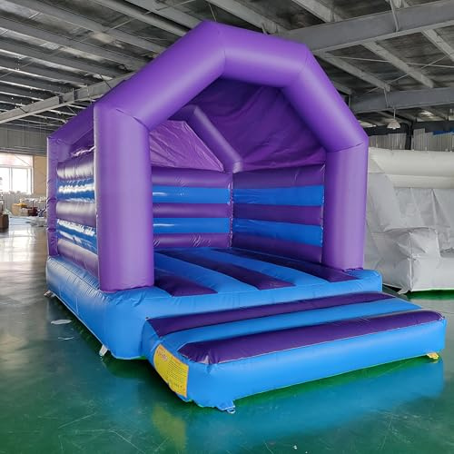 Commercial Bounce House Inflatable Castle 100% PVC Material Playground Backyard Bouncer (Purple+Blue, L4xW3x2.8meter)