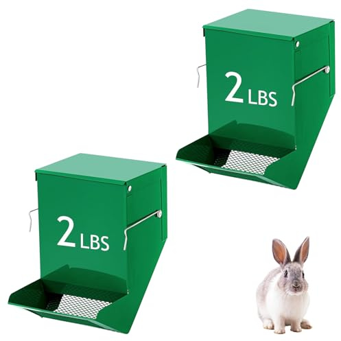 Obotsnoi Alimentadores de animales pequeños, dispensador de metal de 2 secciones, base antideslizante, desmontaje y limpieza, dispensador de alimentación de metal estable