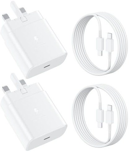 2Pack Samsung Charger, 45W USB C Plug Fast Charge and 2M Cable for Samsung Galaxy S26 S25 Ultra S24 S23 S22 S21 A17 A16 A15 A22 A25 A26 A32 A33 A34 A35 A36 A53 A54 A55 A56, USBC Plug Adaptor Charger