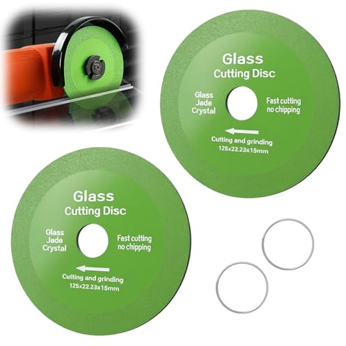 2Pcs Disque Coupe Verre Disques Diamant 125 Disque à Tronçonner Diamant | pour Meuleuse d'Angle Lame de Coupe Verre Carrelage Porcelaine Jade Granit Tronçonnage Précis Durable Ø 22,23mm Vert