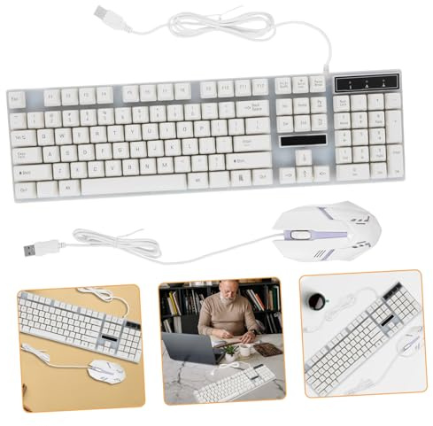 Kit Tastiera e Mouse Bianco, 104 Tasti, USB Cablato