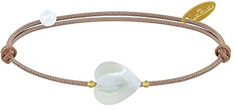 LES POULETTES BIJOUX - Bracelet Petit Coeur de Nacre - Classics - Beige