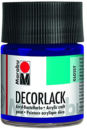 Marabu 11300005051 - Decorlack Acryl Violett dunkel 051, 50 ml, hochglänzender Acryllack auf Wasserbasis, wetterfest, speichelfest, zum Malen, Schablonieren und für Serviettentechnik