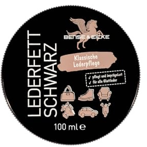 Bense & Eicke Lederfett schwarz - pflegt und nährt Glattleder, Schutz vor Nässe, Macht weich und geschmeidig, für Sattel, Schuhe und Motorradbekleidung, 100 ml