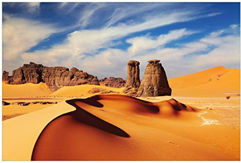 Wallario Premium XXL-Vliestapete Felsen und Sand in der Sahara Wüste - Fototapete Größe: 400 x 267 cm