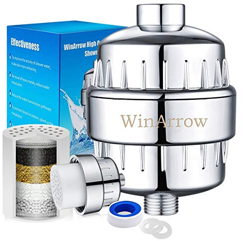 WinArrow Filtre à douche Cartouche de Filtre Remplaçable Empêche les Cheveux et la Peau de Sécheresse Supprimer le Chlore le Métal