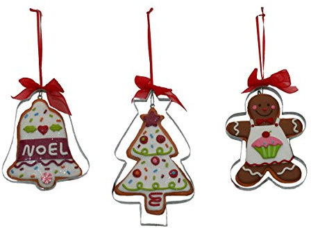 Weihnachtsdeko Hänger Modelliermasse ofengehärtet Christbaumschmuck Dekoration Weihnachten Fensterdeko Geschenkanhänger Figuren Ausstecher Lebkuchenmann Tannenbaum Glocke Set/3 - Gall & Zick